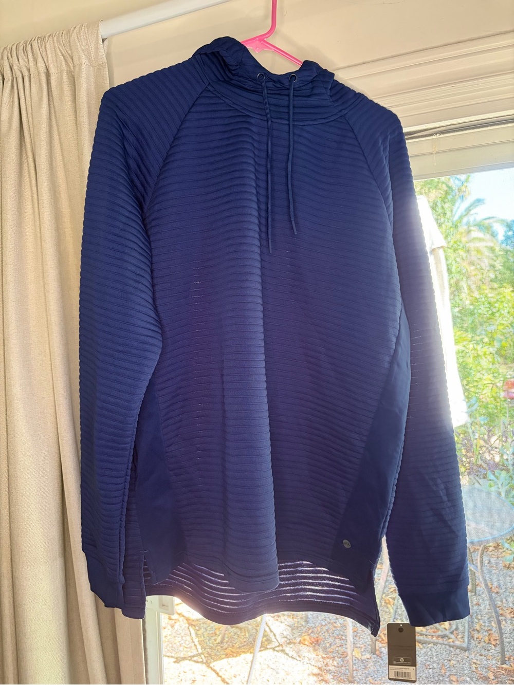Apana Navy Ribbed Crewneck Hoodie